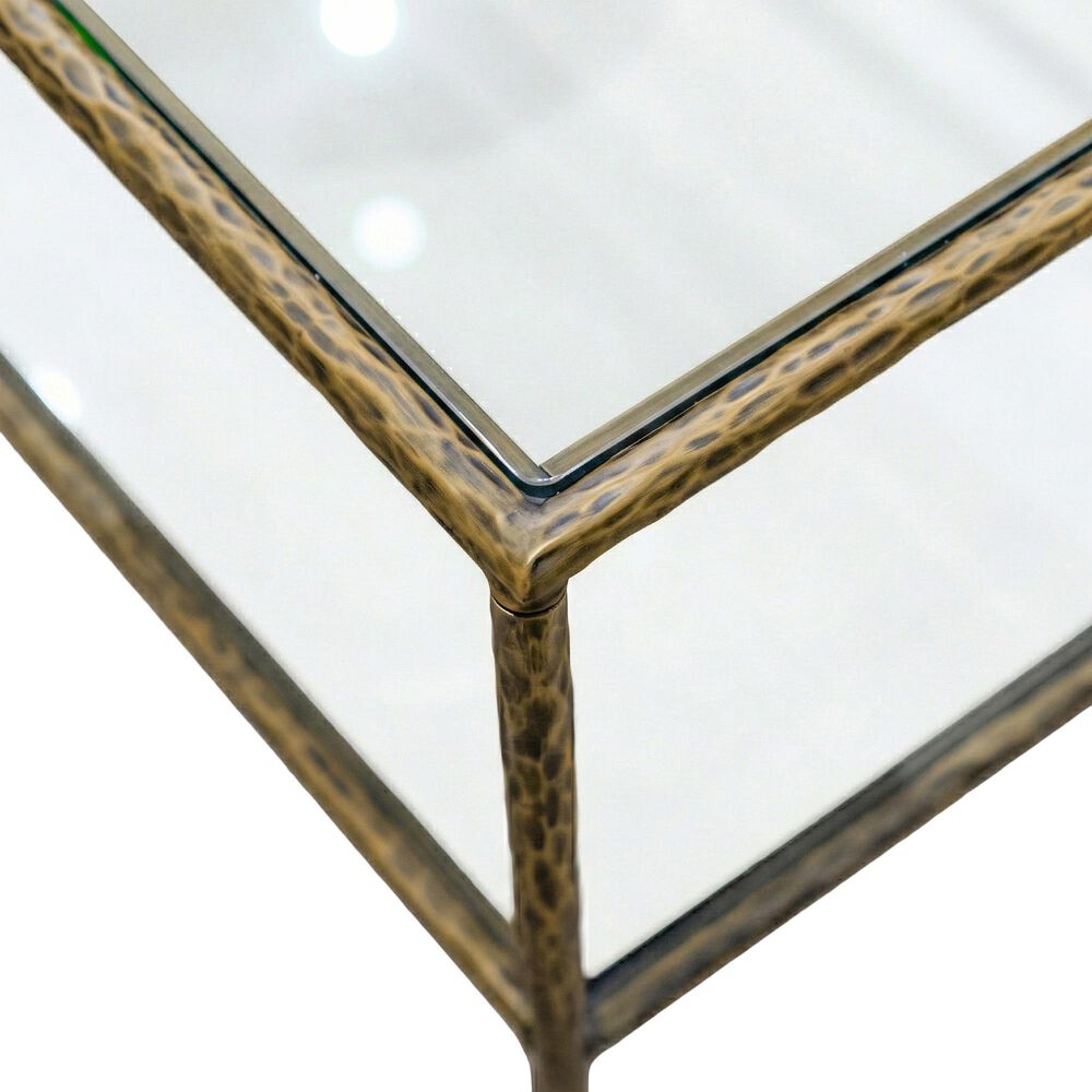 Furniture of America Lalia End Table with Tempered Glass Top and Open Storage Shelf in Matte Gold, , large