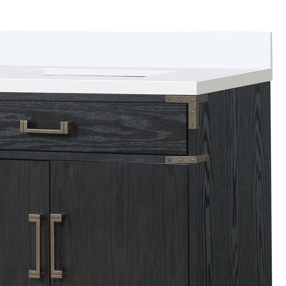 Lexora Home Laurel 84&quot; Double Bathroom Vanity in Black Oak with White Cultured Marble Top and Rectangular Sinks, , large