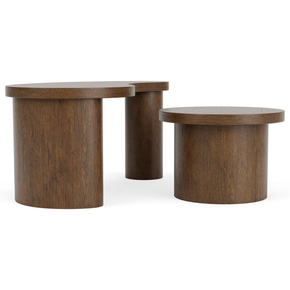 Riverside Furniture Santa Cruz 2-Piece Bunching Cocktail Table Set in Whiskey Oak, , large
