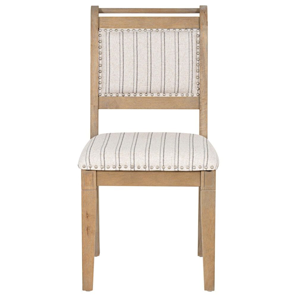 Linon Home Decor Emerson Side Chair with Beige Striped Upholstery in Grey Wash, , large