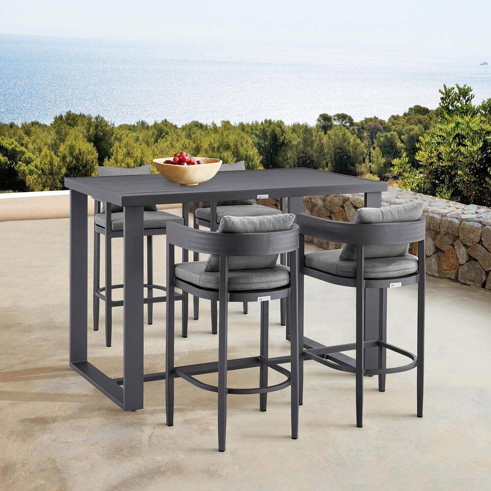 Blue River Argiope Outdoor Patio Bar Height Dining Table in Dark Gray - Table Only, , large