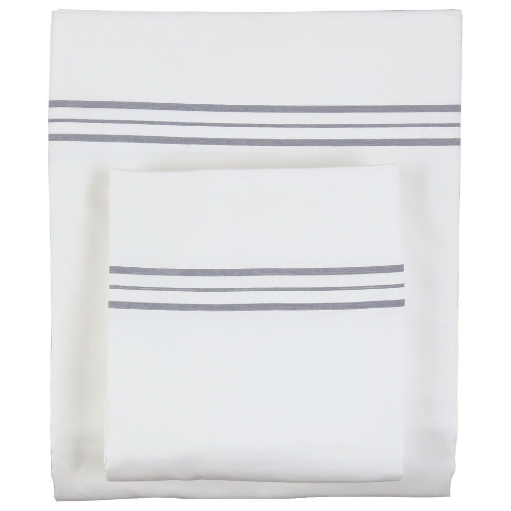 Ann Gish Art Of Home 4-Piece Queen Hem Stripe Sheet Set In White Grey, , large