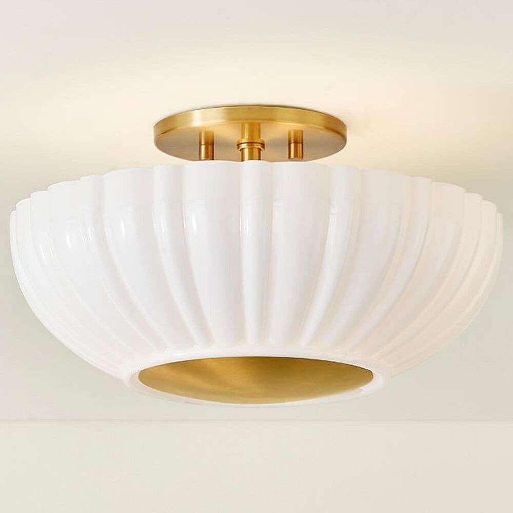 Mitzi Lighting Anne 2-Light Flush Mount in Aged Brass, , large