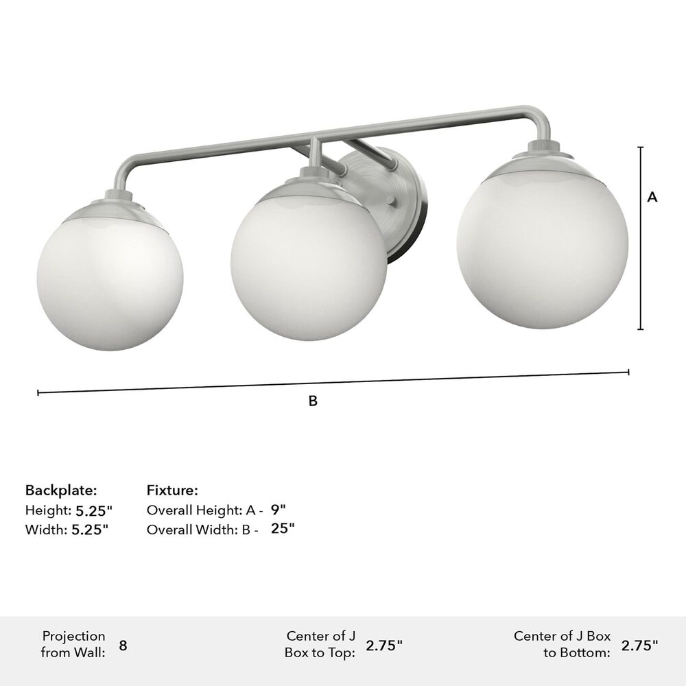 Hunter Hepburn 3-Light Vanity in Brushed Nickel, , large