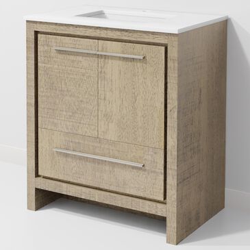 Lexora Home Lafarre 30" Single Bathroom Vanity in Rustic Acacia with 2 cm White Cultured Marble Top and Rectangular Sink, , large