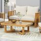 Hearth and Haven 2-Piece Outdoor Conversation Set with Beige Cushion in Teak, , large