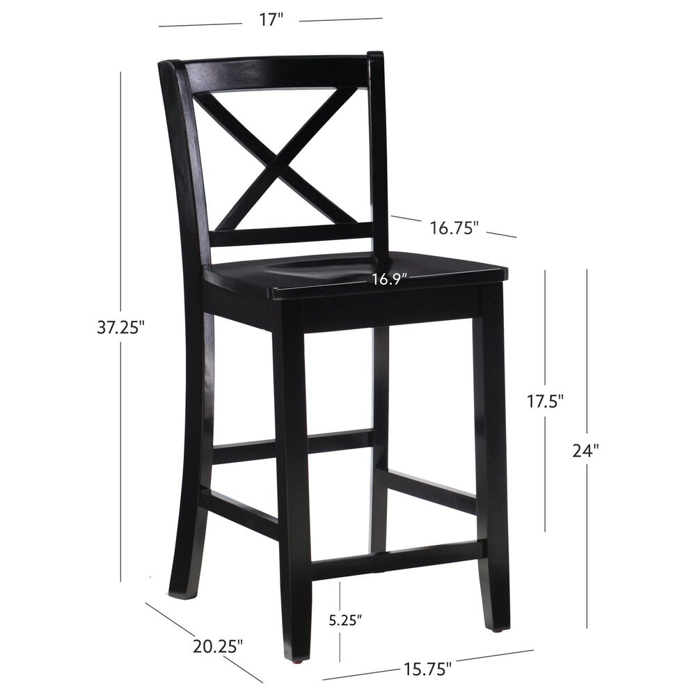 Linon Home Decor Torino X-Back Counter Stool in Black, , large