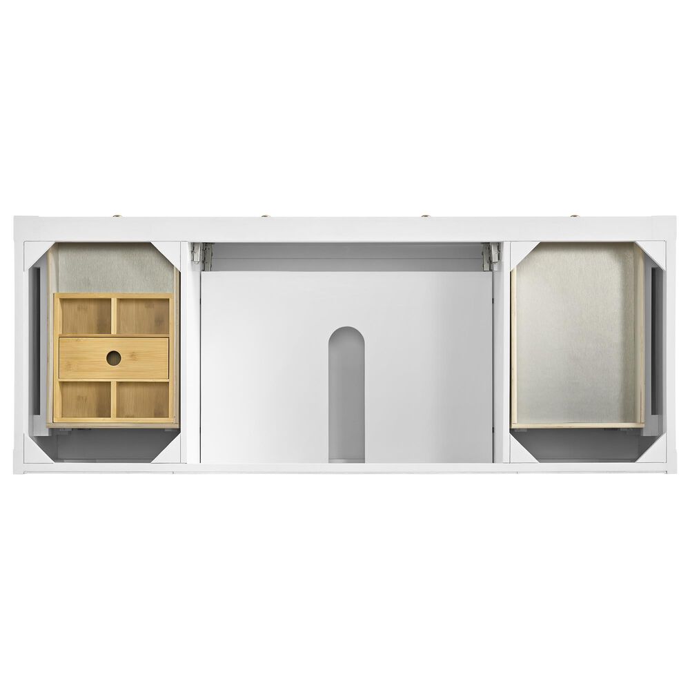 James Martin Vanities Breckenridge 60" Single Bathroom Vanity in Bright White with 3 cm Carrara White Marble Top and Rectangular Sink, , large