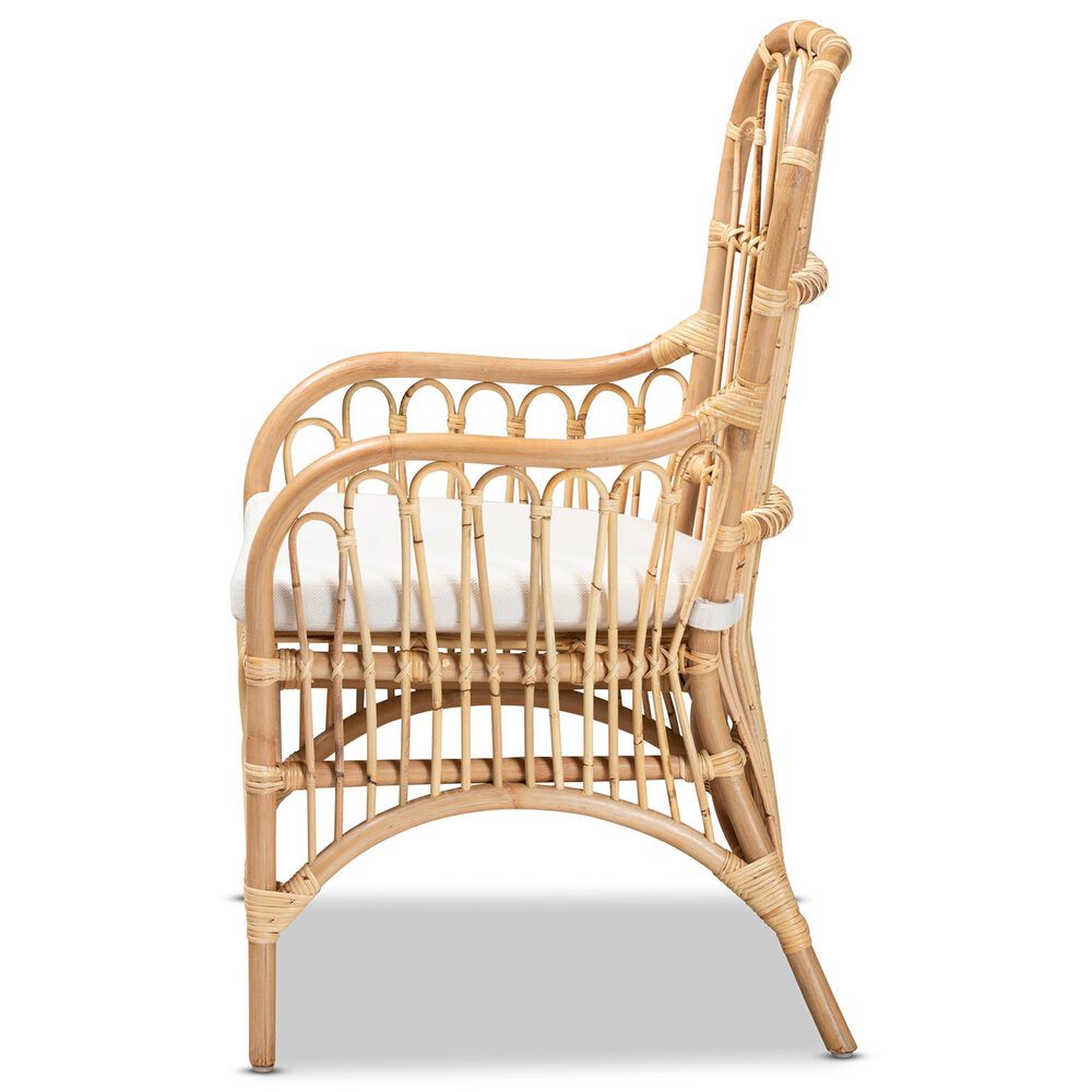 Baxton Studio Aya Rattan Arm Chair in White, , large