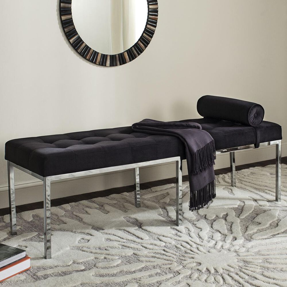 Safavieh Xavier Tufted Bench in Black, , large