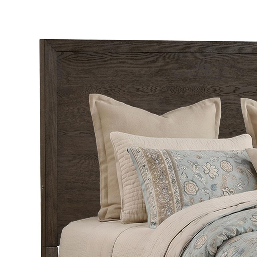 Hawthorne Furniture Norwich Queen Platform Panel Bed with LED Lighting in Dark Rustic Oak, , large