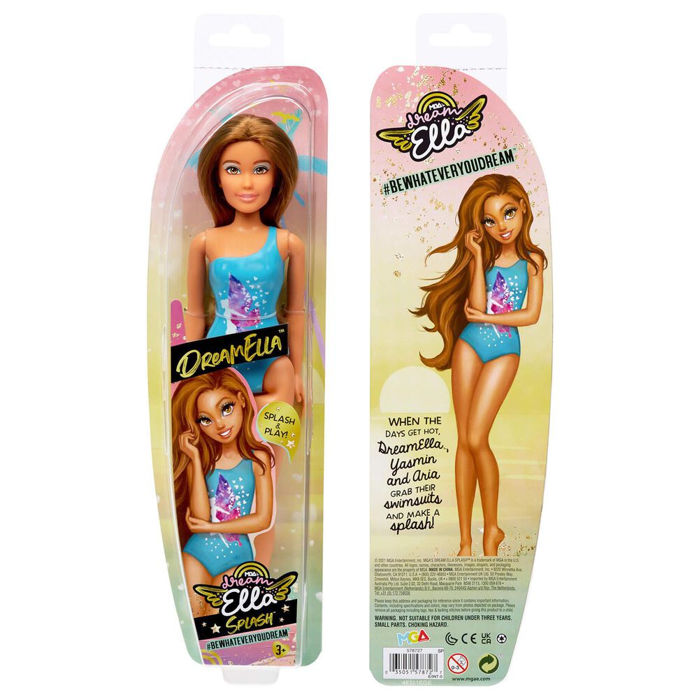 Dream Ella Splash Doll - DreamElla Brunette Hair Doll with Swimsuit in Teal  | Nebraska Furniture Mart