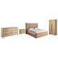 Universal Furniture Modern Walker 4 Piece Queen Panel Bedroom Set in Natural Oak with AC Outlets and USB Ports, , large