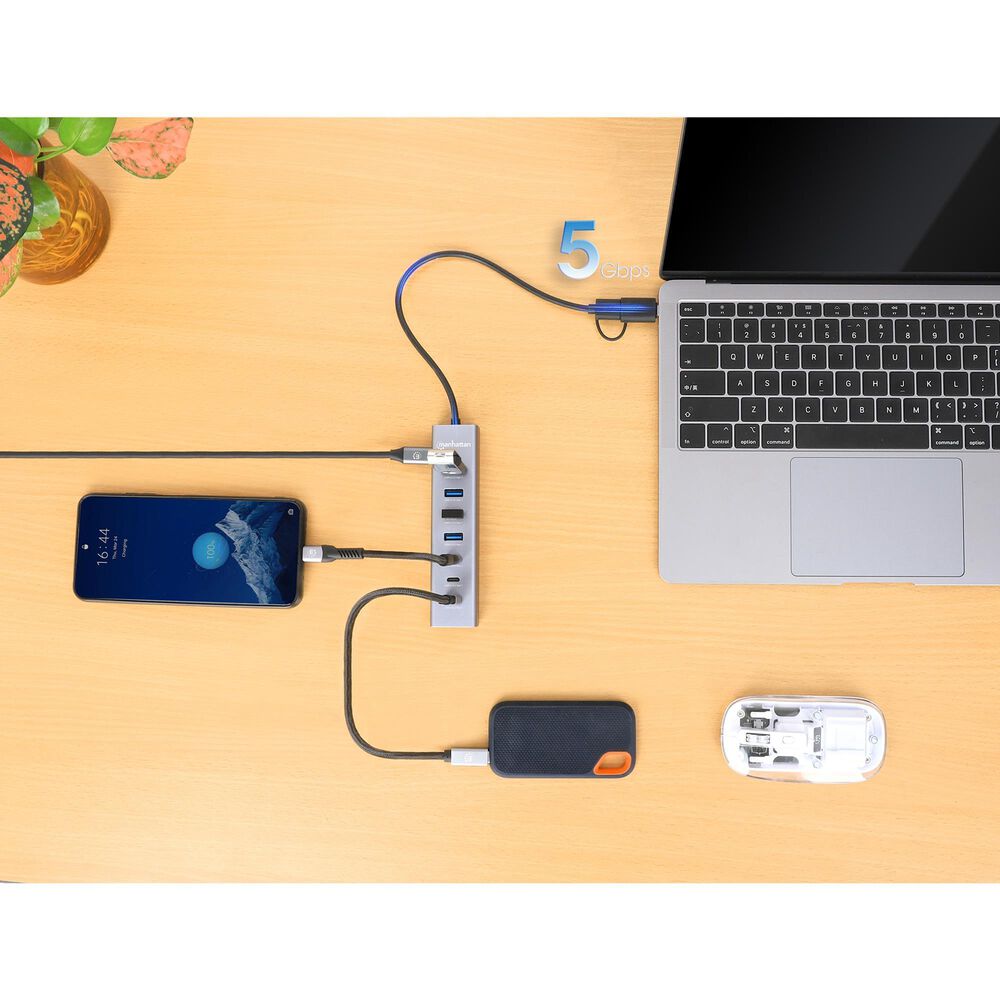 Manhattan 7-Port USB 3.0 Type-C/Type-A Combo Hub 3+4 in Space Gray, , large