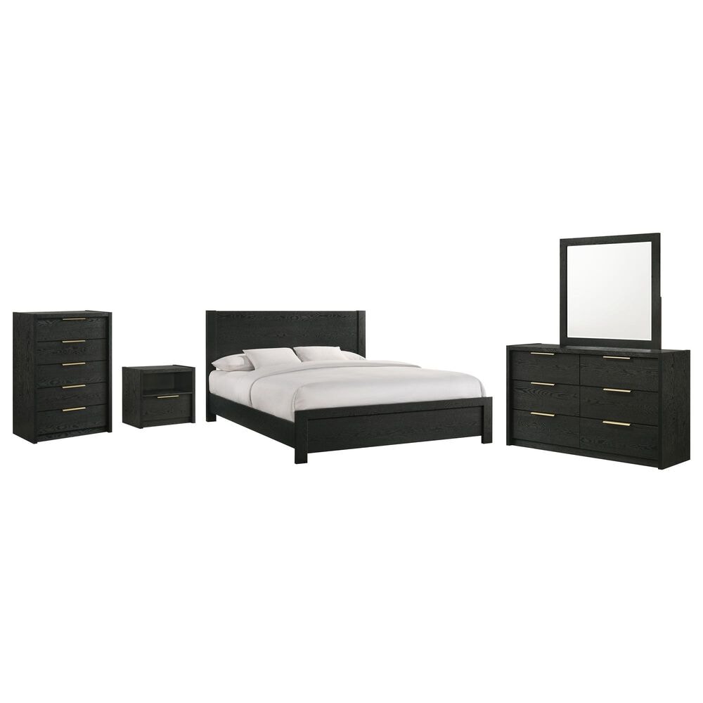Mayberry Hill South Bed 5 Piece King Panel Bedroom Set in Black, , large