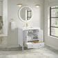 James Martin Myrrin 30" Single Bathroom Vanity in Bright White with Single Hole 3 cm White Zeus Silestone Top and Rectangular Sink, , large