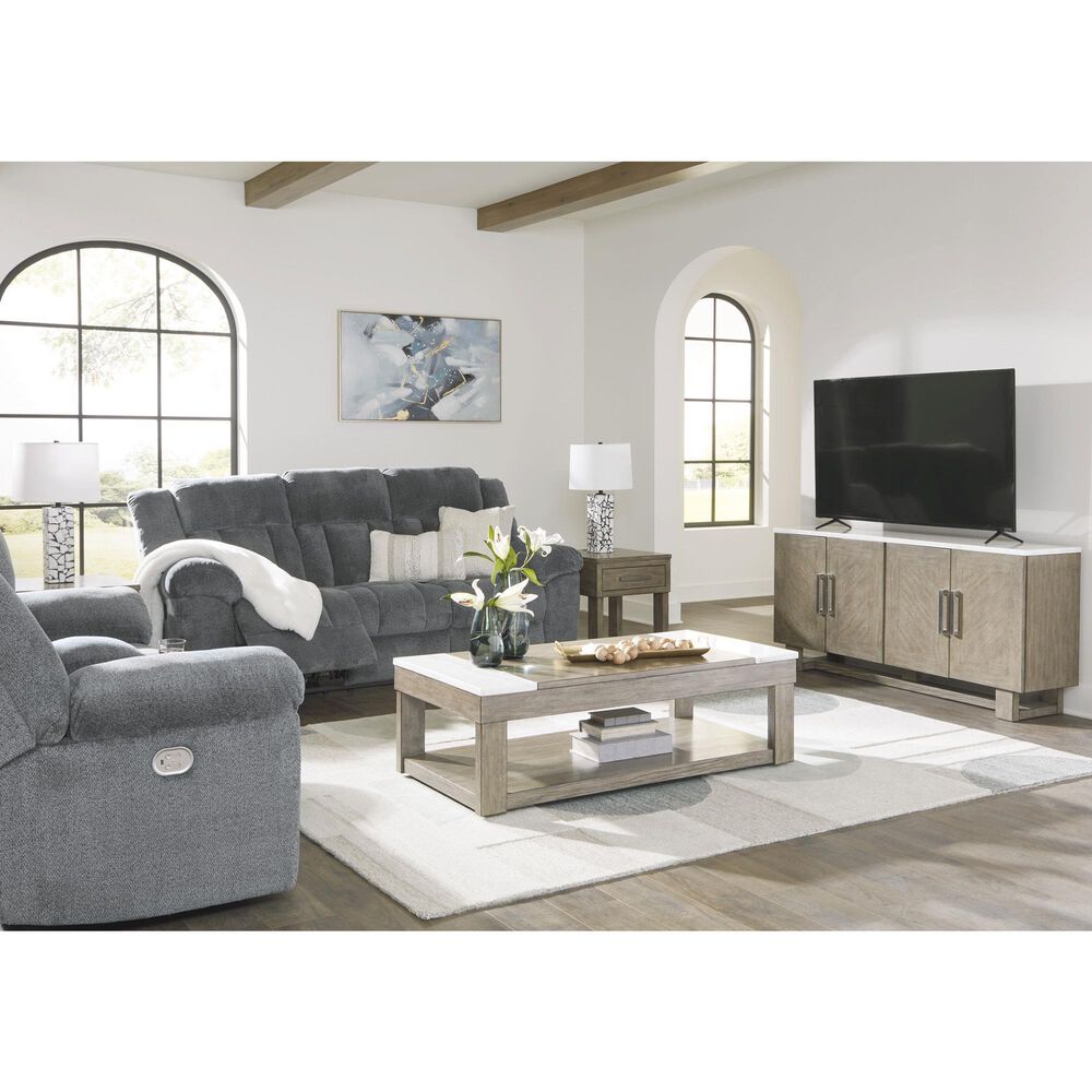 Ashley Tip-Off Power Reclining Loveseat in Slate, , large