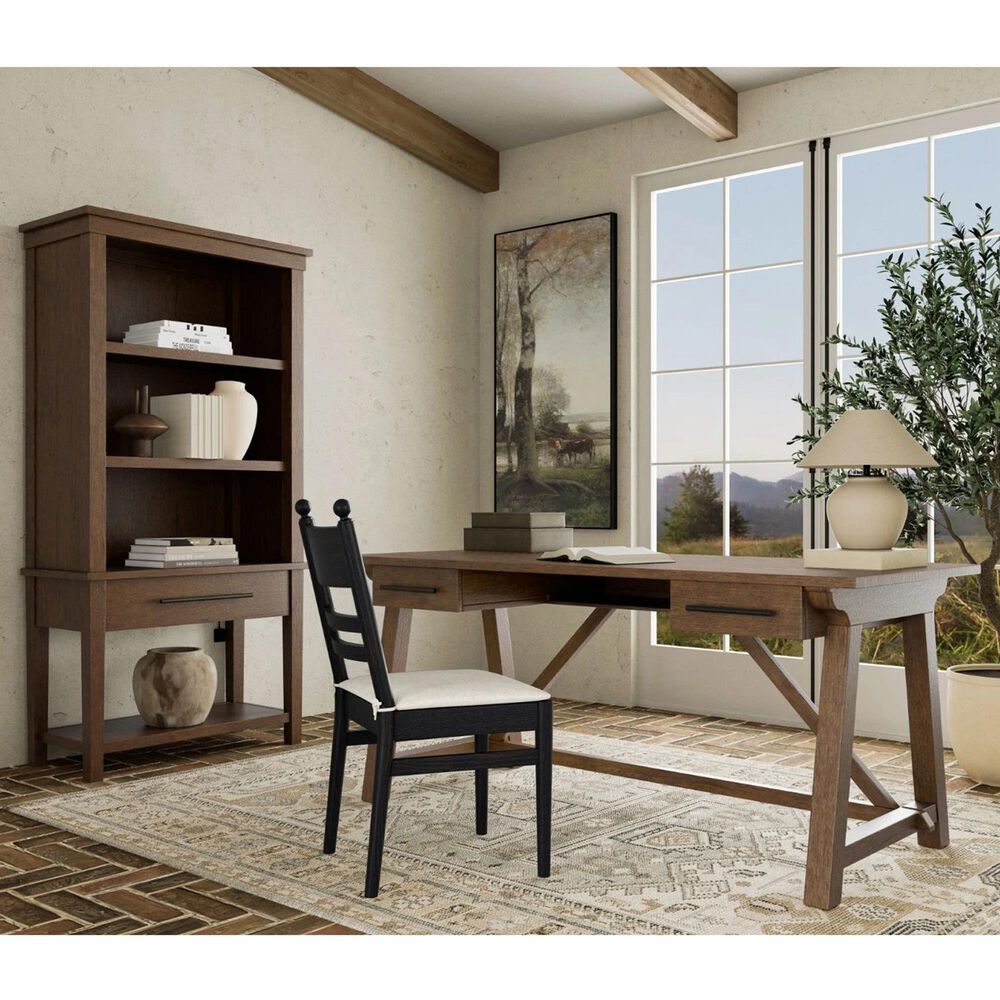 Wycliff Bay Calhoun 2-Piece Writing Desk and Bookcase Set in Whiskey Oak, , large