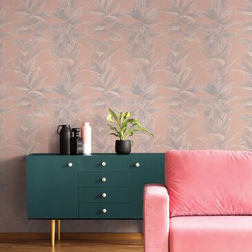 Tempaper Pastel Palm 324" x 27" Peel and Stick Wallpaper in Beverly Pink, , large