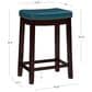 Linon Home Decor Claridge Counter Stool with Blue Cushion in Dark Brown, , large