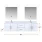 Lexora Home Geneva 80" Double Bathroom Vanity in Glossy White with 2 cm White Cultured Marble Top and Rectangular Sinks, , large