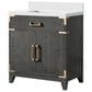 Lexora Home Laurel 30" Single Bathroom Vanity in Black Oak with White Quartz Top and Rectangular Sink, , large