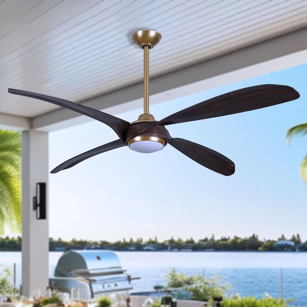 Minka-Aire Mortyn 60" Indoor/Outdoor Ceiling Fan with LED Light in Legacy Brass, , large