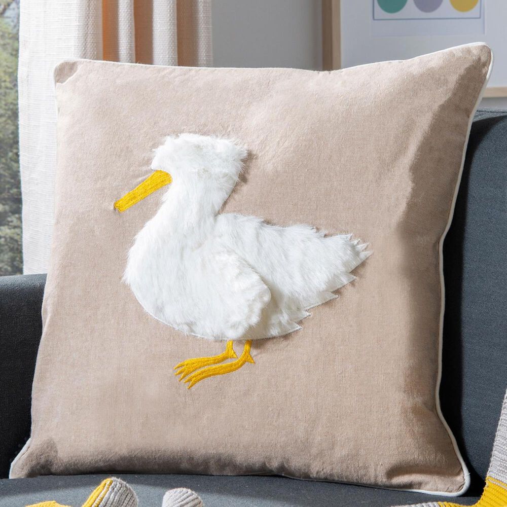 Safavieh Quackadilly Goose Pillow in Beige/White, , large