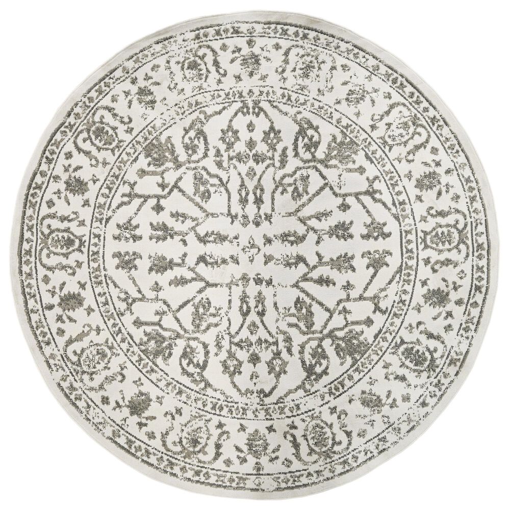 Amer Rugs Alpine 7"10" Round Light Gray Area Rug, , large