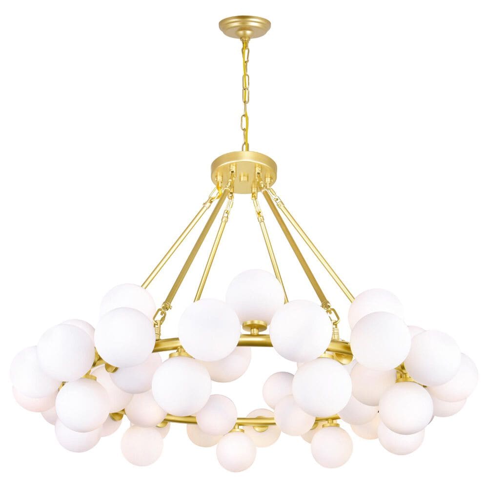 CWI Lighting Arya 45-Light Chandelier with White Shade in Satin Gold, , large