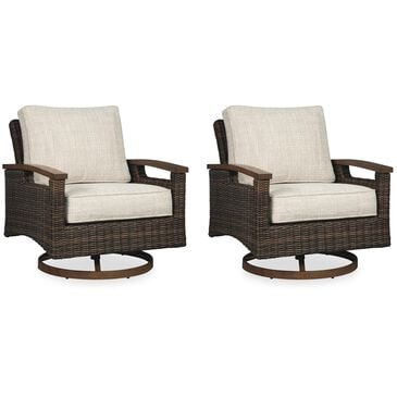 Ashley Paradise Trail Swivel Lounge Chair in Medium Brown (Set of 2), , large