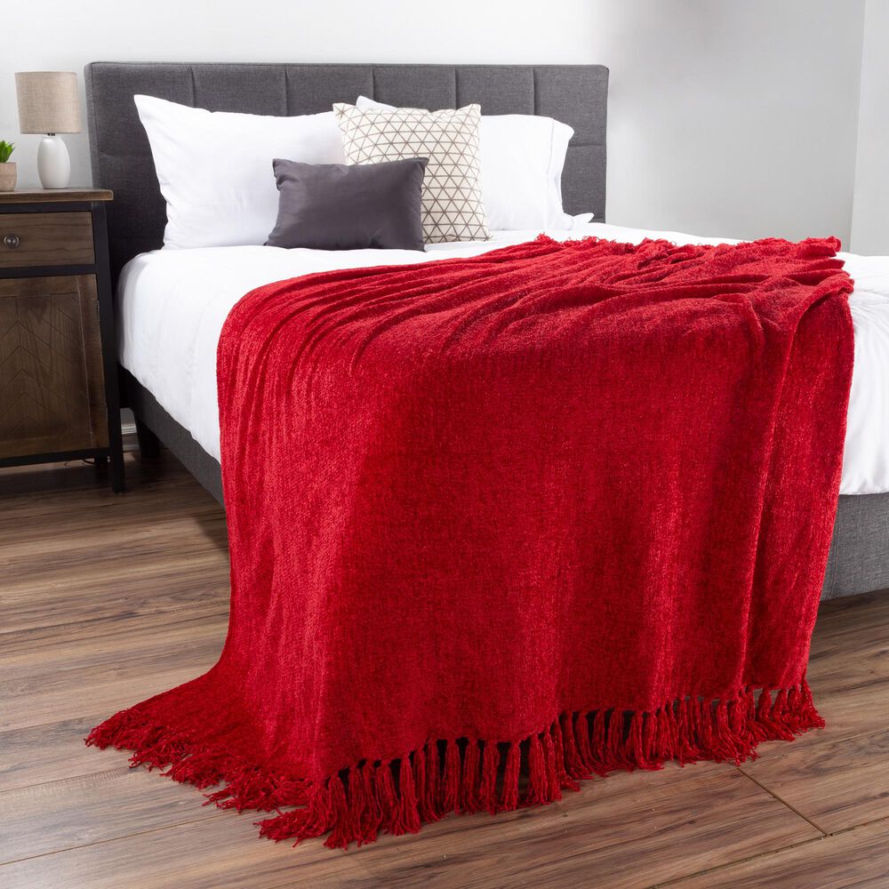 Timberlake LHC 60&quot; x 70&quot; Ultra Soft Chenille Throw in Vineyard Red, , large