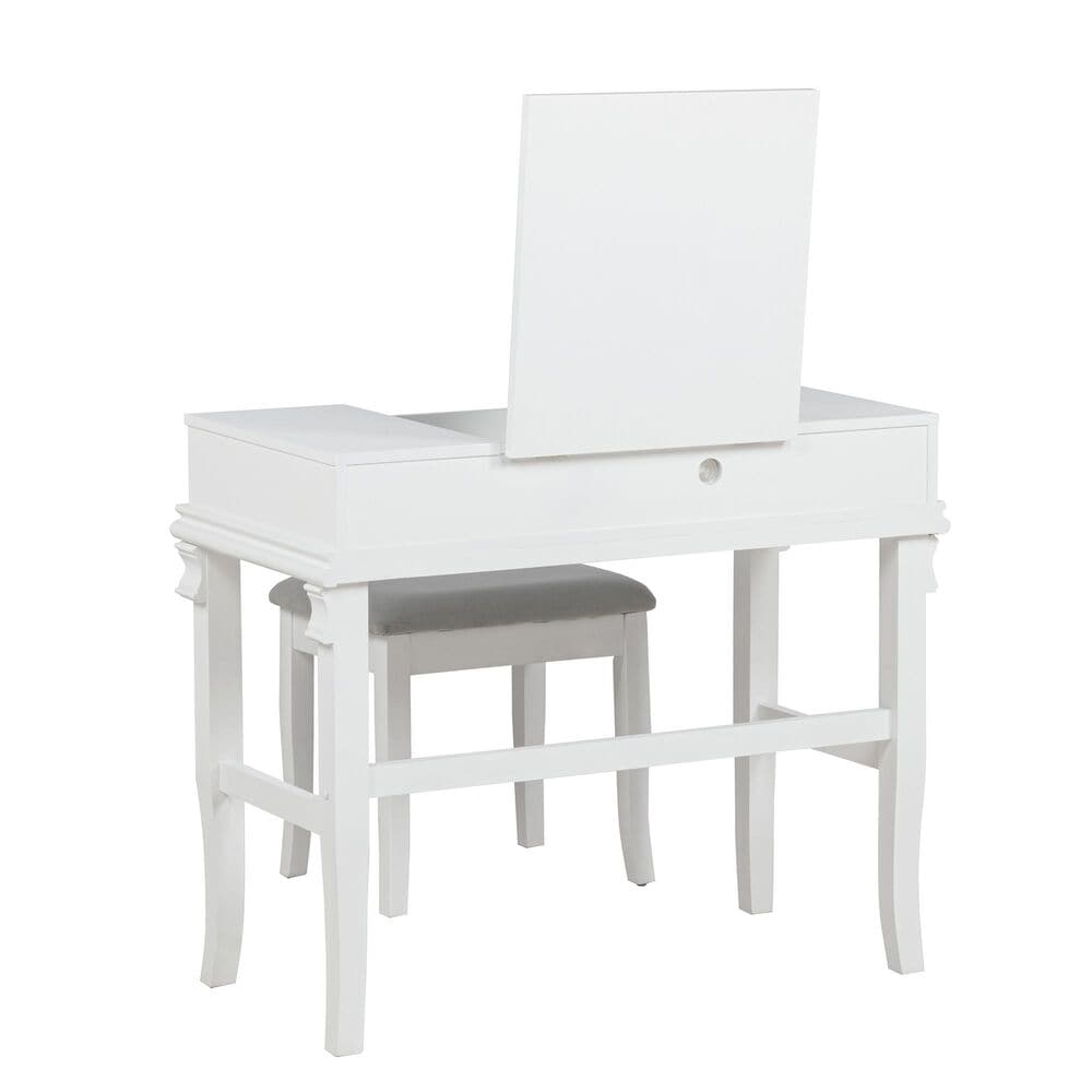 Linon Home Decor Angela Vanity with Stool in White, , large