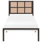 Hearth and Haven Twin Platform Bed with Faux Cane Panel Headboard in Dark Bronze, , large
