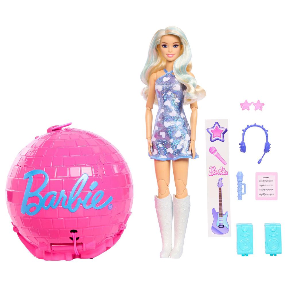 Barbie Roll and Reveal Pop Star Doll with Disco Ball Encasement, , large