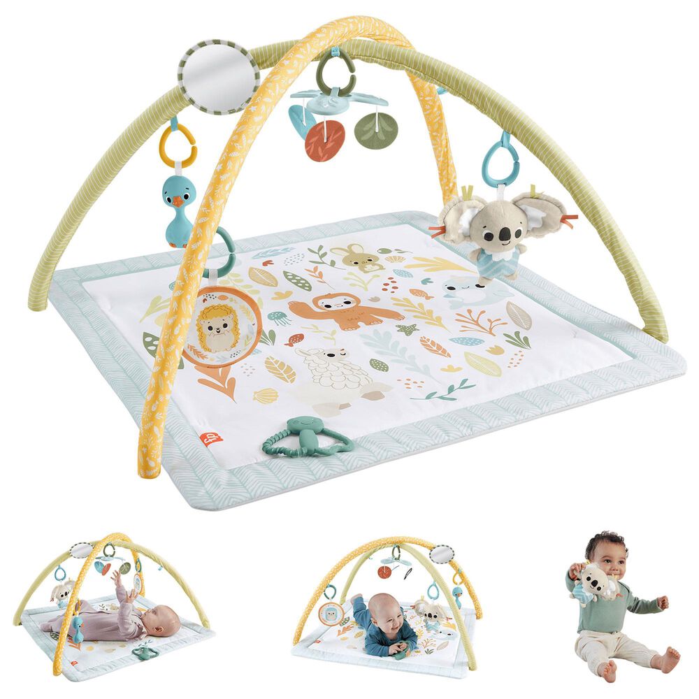 Fisher Price Simply Senses Newborn Gym Baby Activity Mat With 6 Sensory Toys, , large