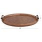Maple and Jade Oval Tray with Scroll Metal Handles in Oiled Brown, , large
