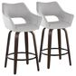 LumiSource Mustang 26" Swivel Counter Stool with Grey Fabric Upholstery in Glazed Walnut and Black (Set of 2), , large