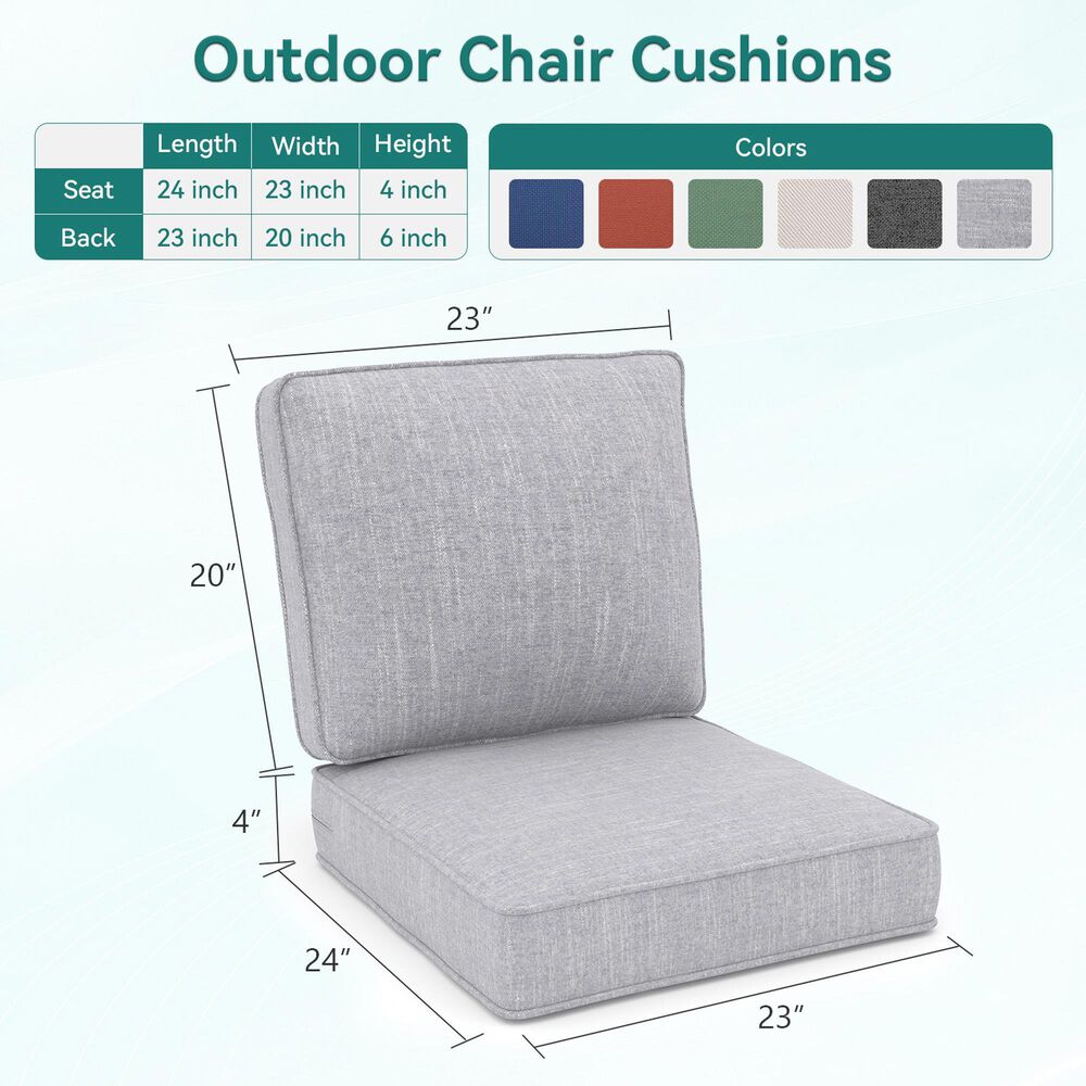 Sunwell Garden 4" Thick Outdoor Seat and Back Cushion Set in Light Gray, , large