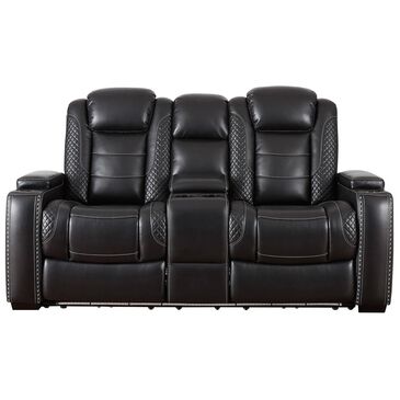 Signature Design by Ashley Party Time Power Reclining Loveseat with Power Headrest in Midnight, , large