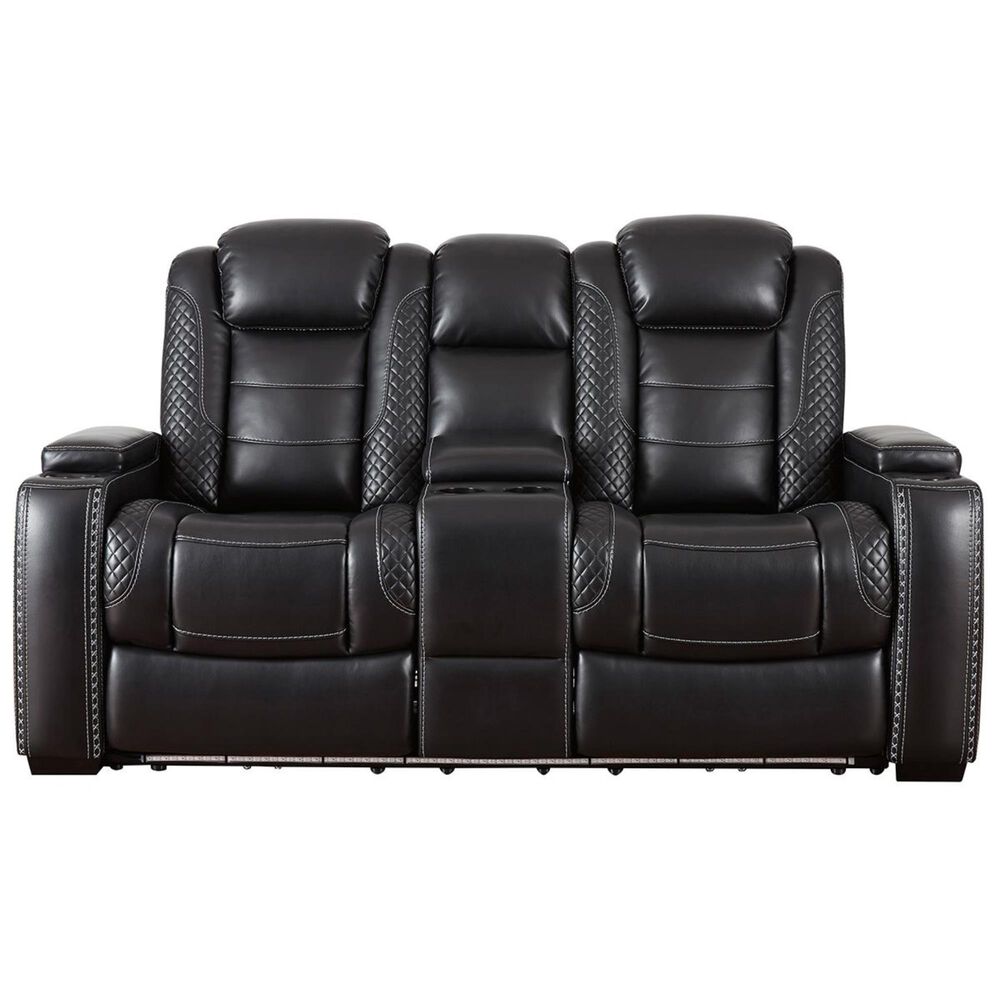 Signature Design by Ashley Party Time Power Reclining Loveseat with Power Headrest in Midnight, , large