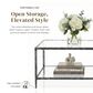 Furniture of America Lalia Coffee Table with Tempered Glass Top and Open Storage Shelf in Gun Metal, , large