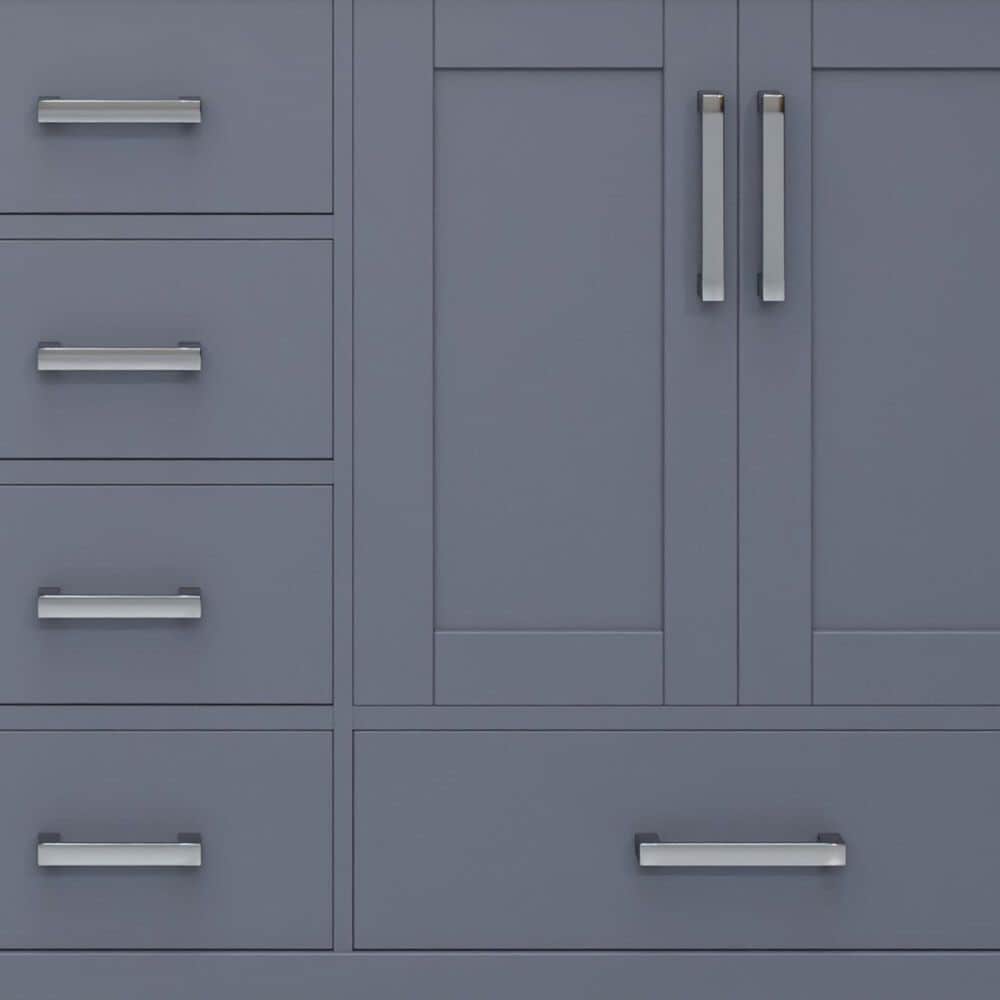 Lexora Home Jacques 60" Double Bathroom Vanity in Dark Grey with 2 cm White Carrara Marble Top and Rectangular Sinks, , large