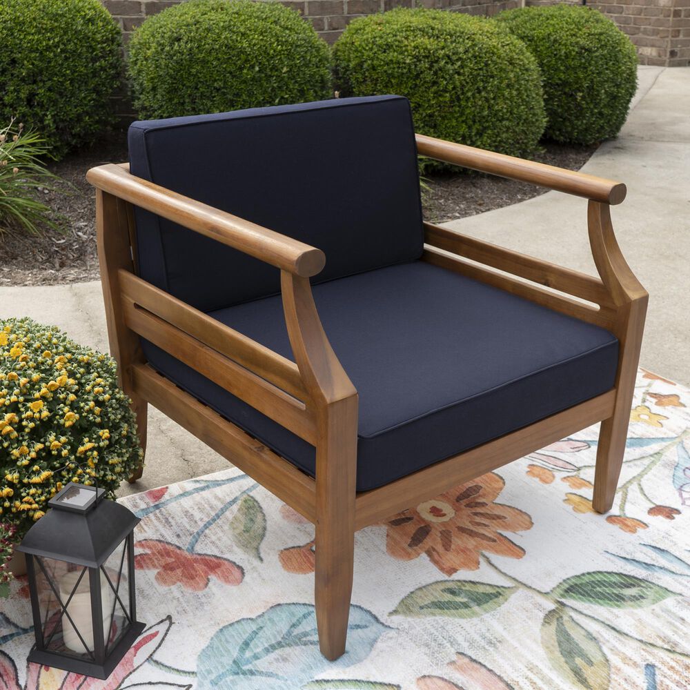 Linon Home Decor Arlen Patio Arm Chair in Navy, , large