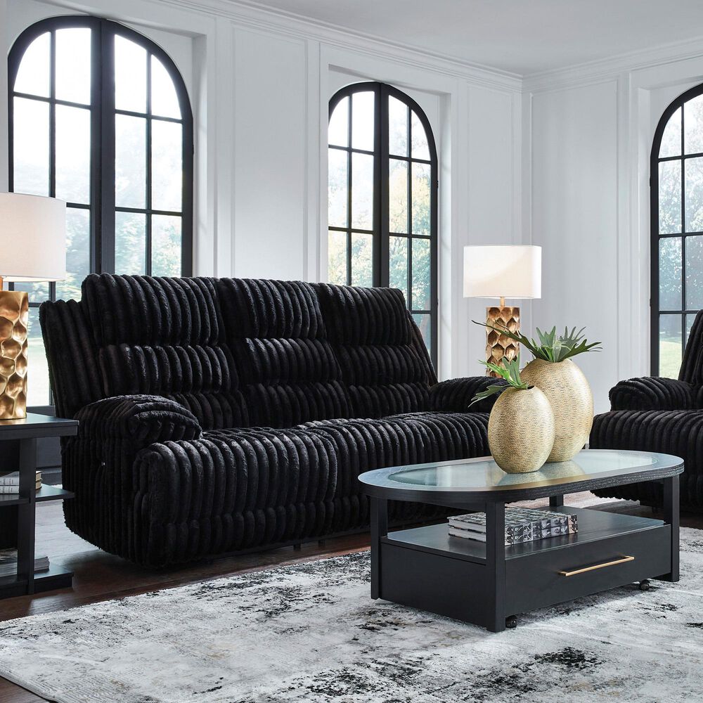 Ashley Rhines Falls Power Reclining Sofa in Onyx, , large