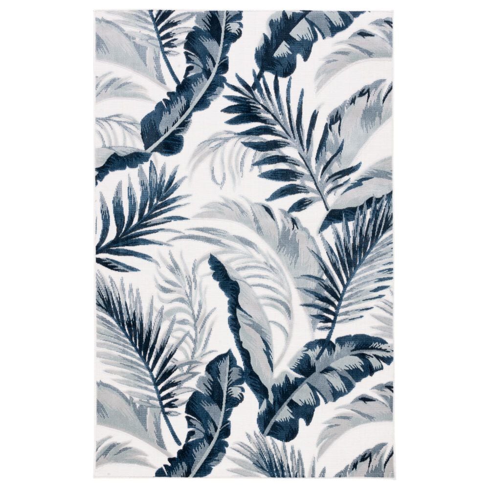 Safavieh Cabana CBN452A 5"1" x 7"6" Ivory and Navy Indoor/Outdoor Area Performance Rug, , large