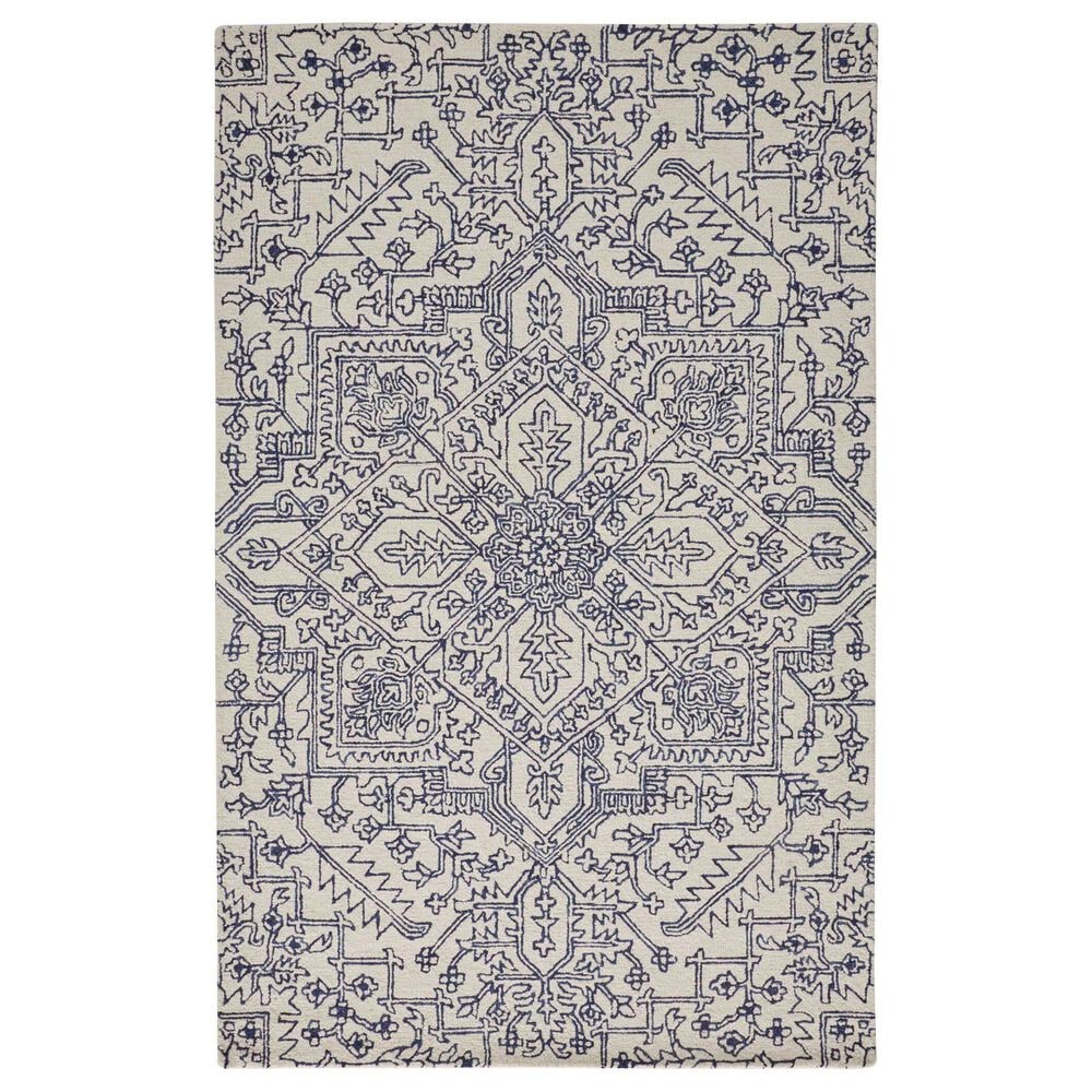 Feizy Belfort 8" x 10" Ivory and Navy Area Rug, , large