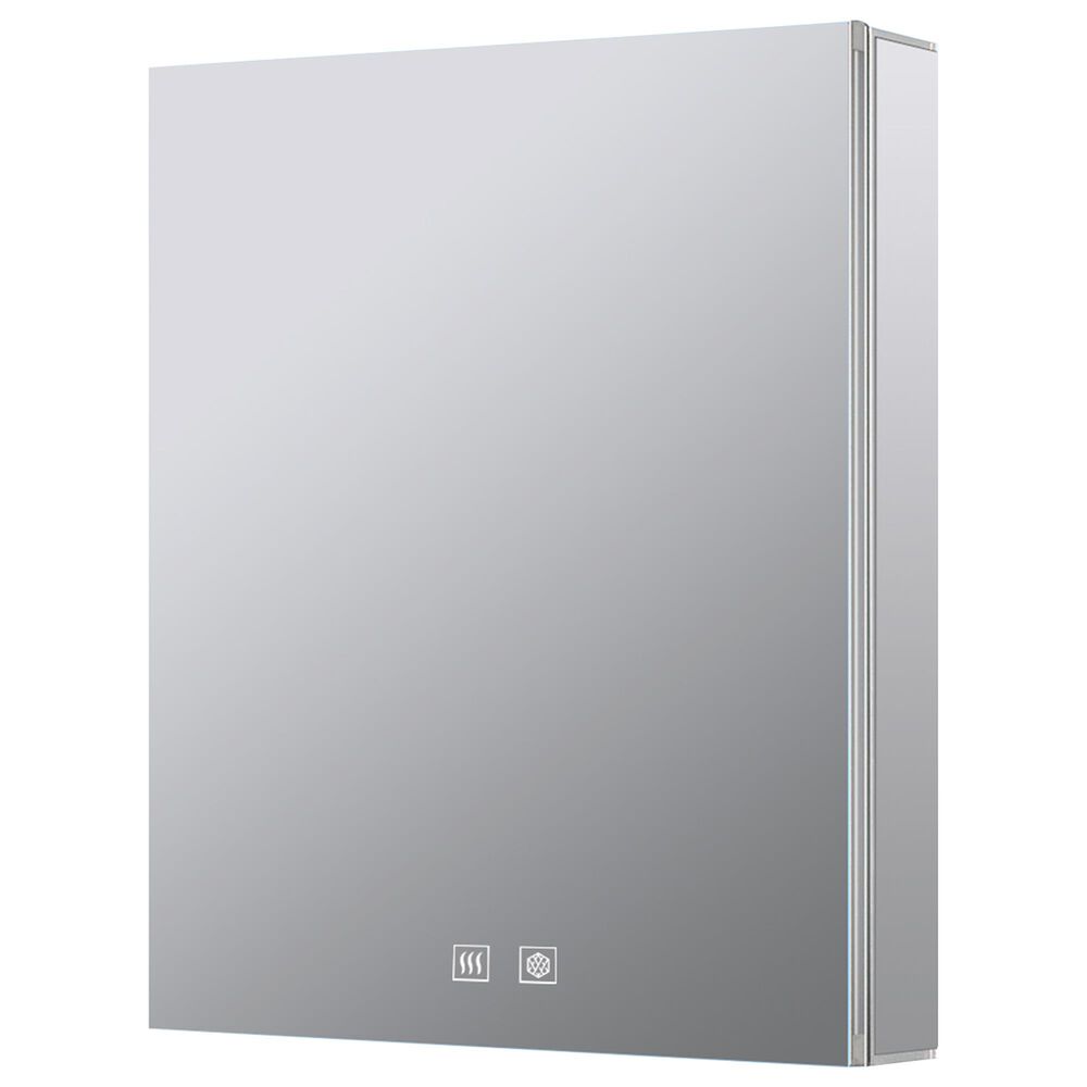 Lexora Home Corsica 20" x 28" LED Mirror Medicine Cabinet with Defogger in Aluminium, , large