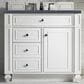 James Martin Vanities Bristol 36" Single Bathroom Vanity in Bright White with 3 cm Charcoal Soapstone Quartz Top and Rectangular Sink, , large