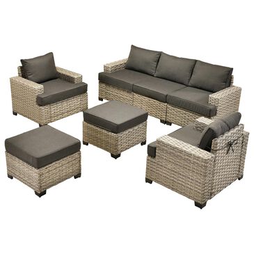 HOMLUX 7-Piece Modular Patio  Conversation Set in Black, , large